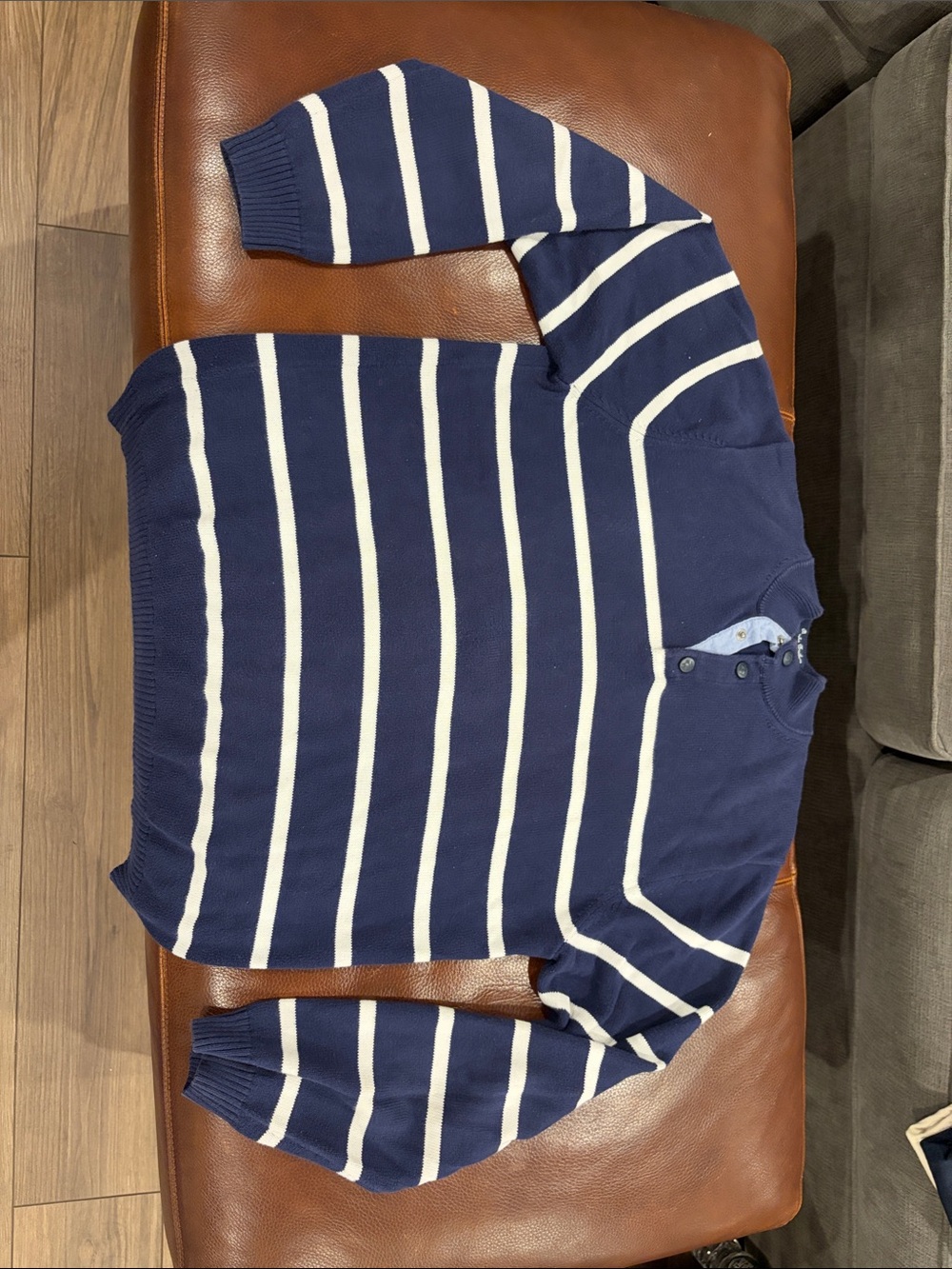 Brooks Brothers Navy Pullover with White Stripe